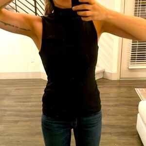 Velvet by Grandma and Spencer sleeveless turtleneck black tank